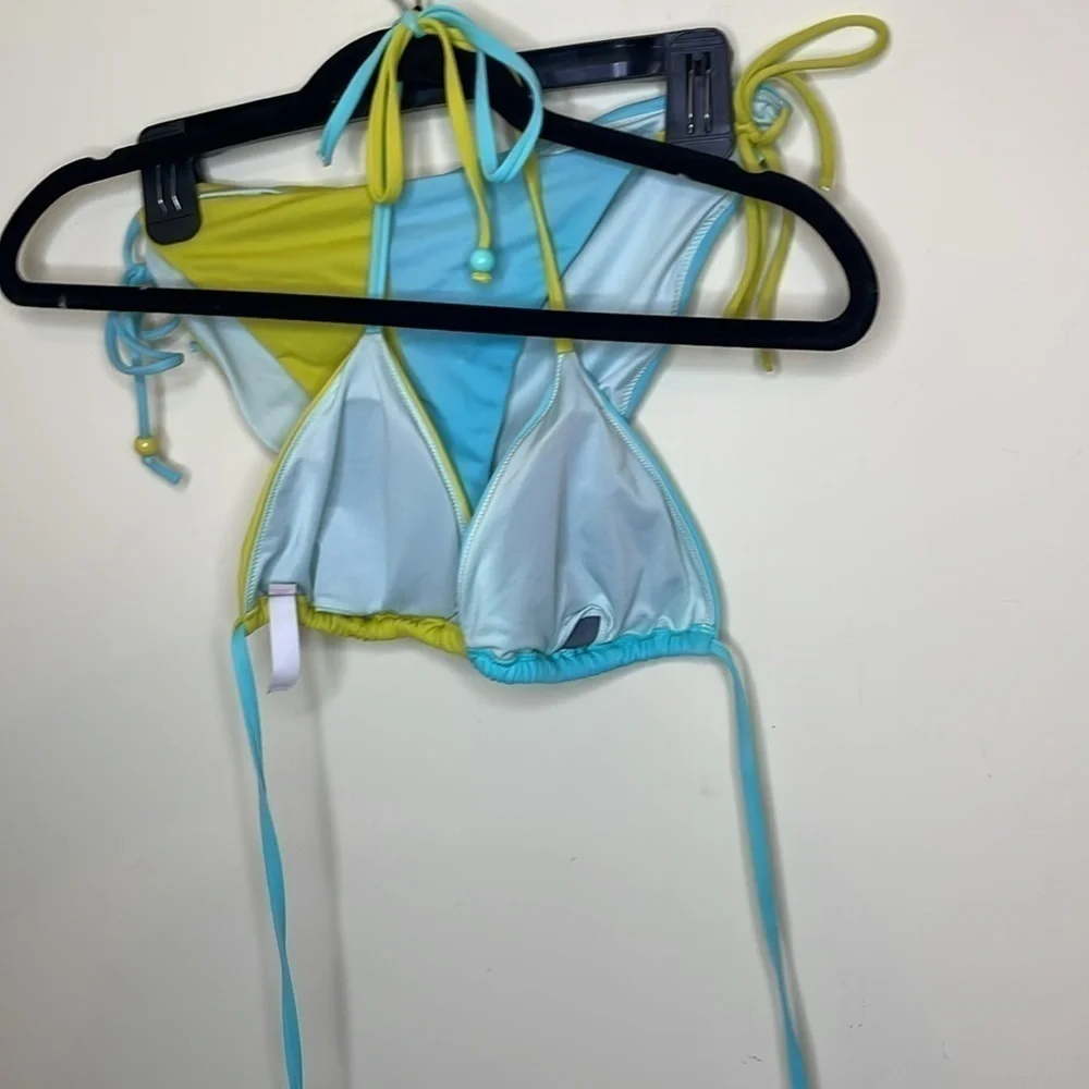 VS Vintage Colorblock Teeny Triangle Top & Bikini Bottom Set Teal/Green